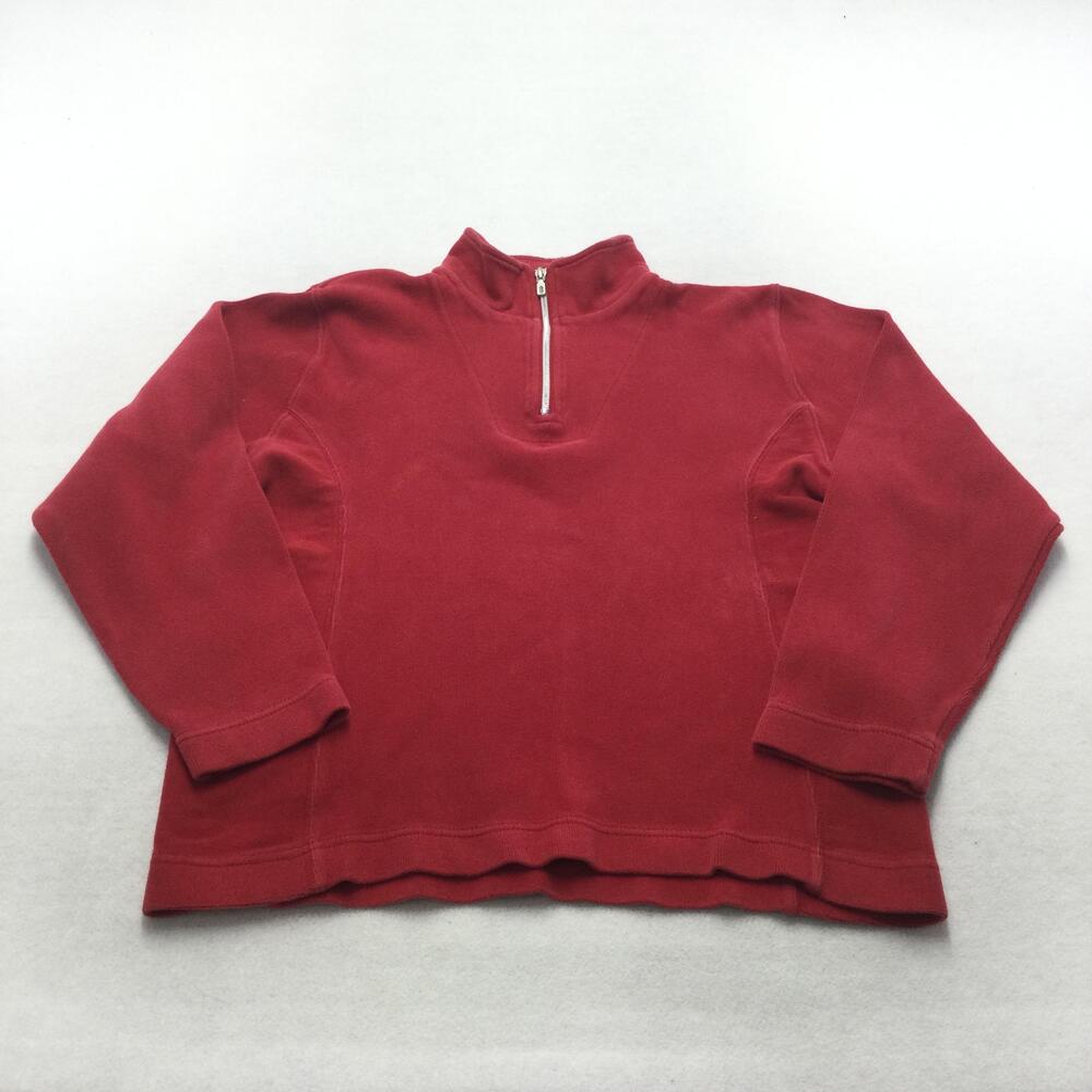 Tommy Bahama Sweatshirt Mens Medium Red 1/4 Zip Mock Neck Fleece Pullover Logo